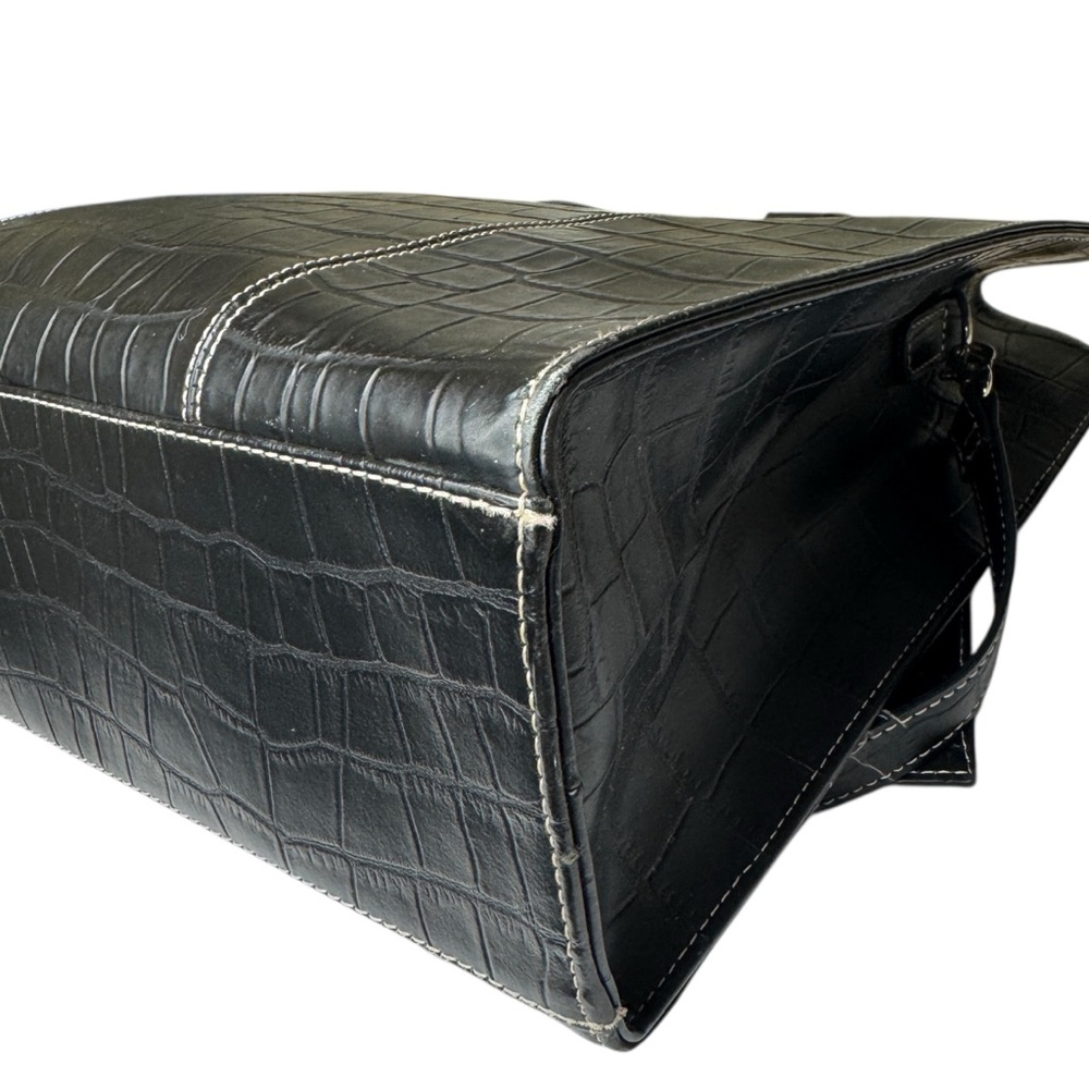 Wilsons Leather Black Croc-Embossed Tote Bag with Snake Print Accents - Picture 9 of 16